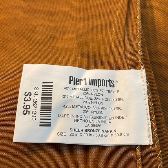 Napkins, Sheer Bonze, New. Lot of 4 - Picture 3 of 3